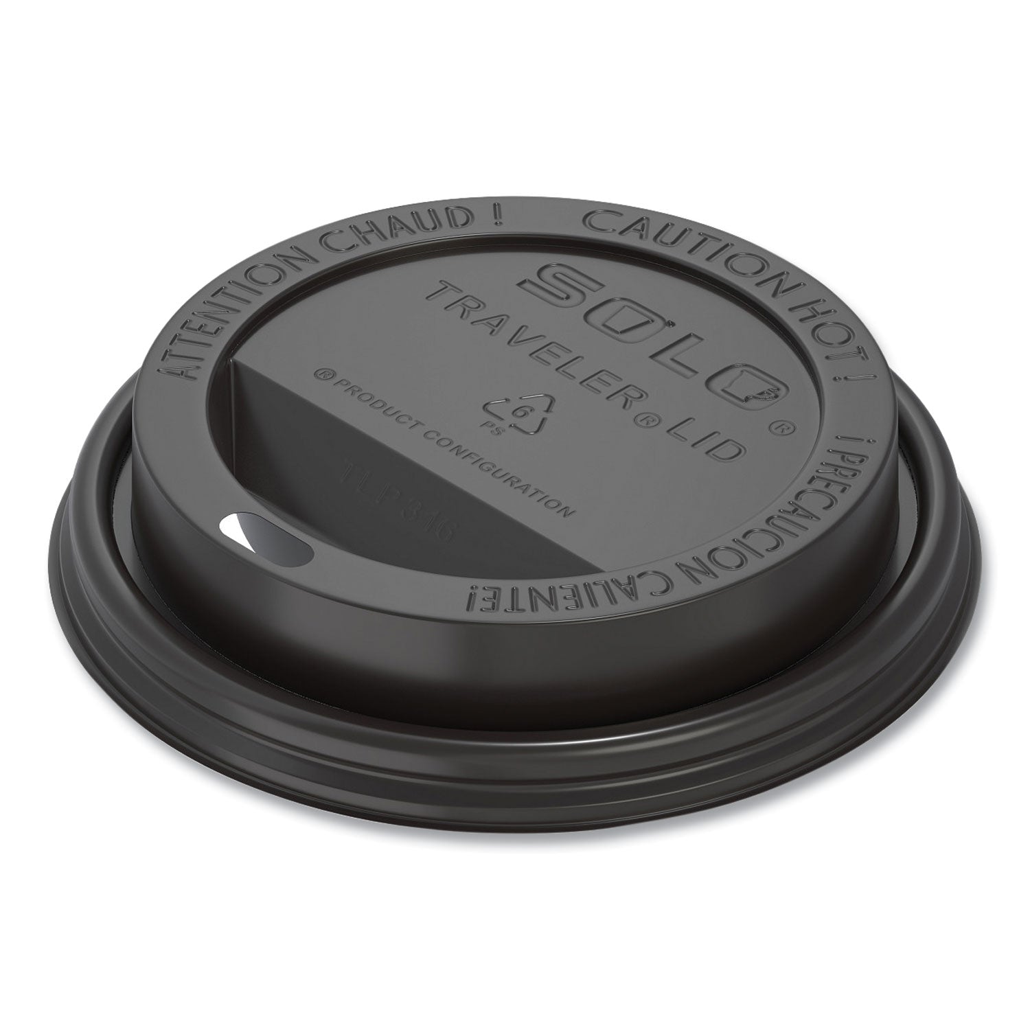 Traveler Cappuccino Style Dome Lid, Fits 10 oz to 24 oz Cups, Black, 100/Sleeve, 10 Sleeves/Carton - 