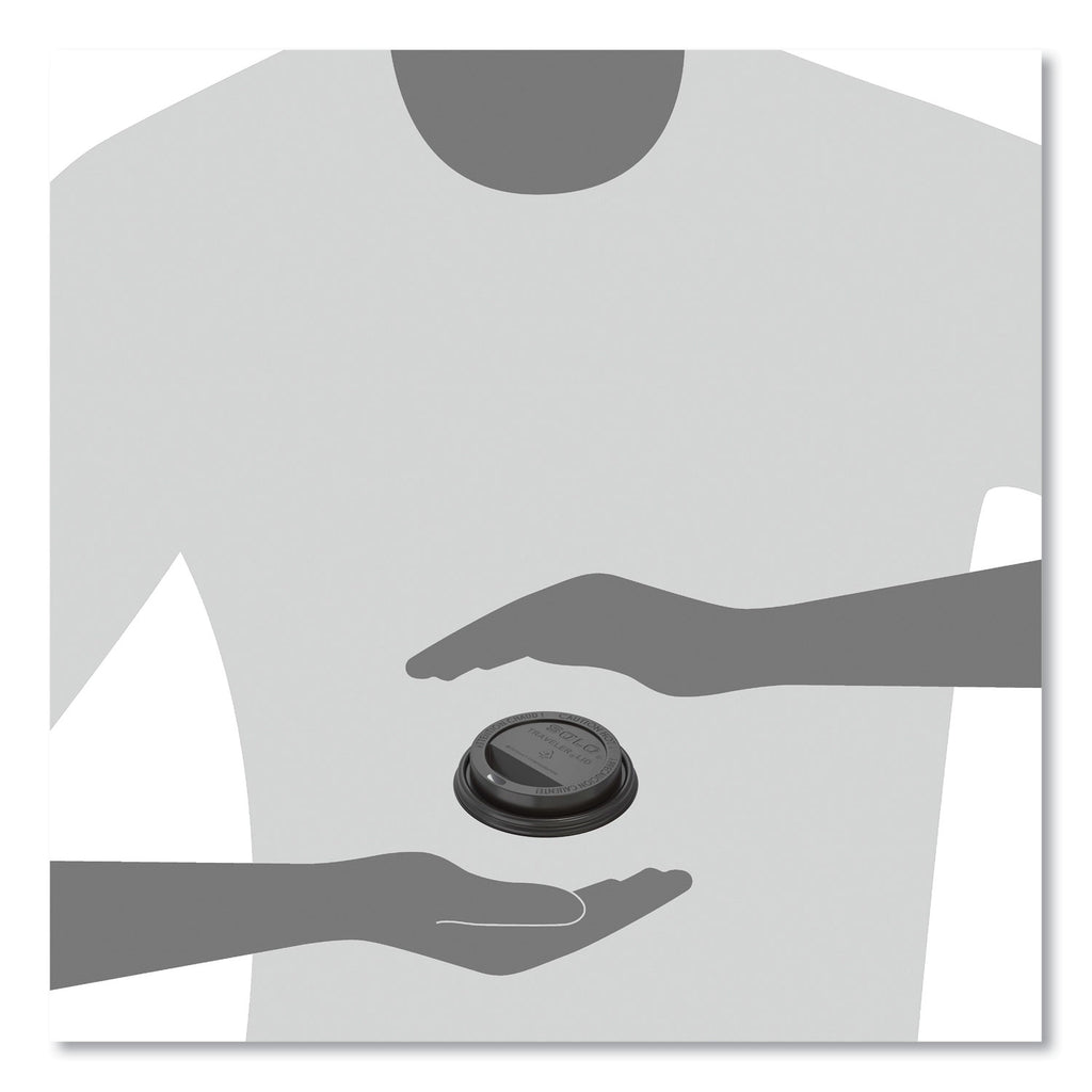 Traveler Cappuccino Style Dome Lid, Fits 10 oz to 24 oz Cups, Black, 100/Sleeve, 10 Sleeves/Carton