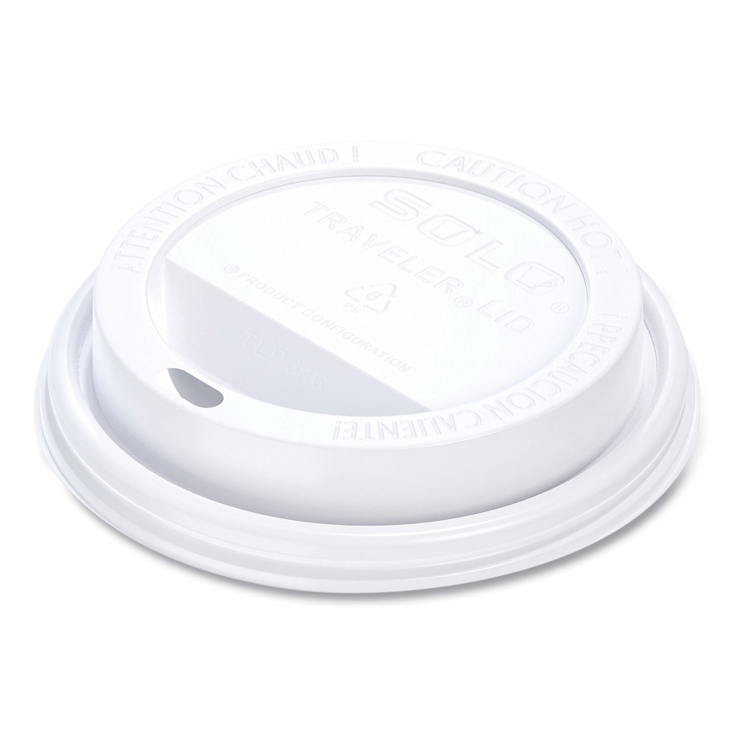 Traveler Cappuccino Style Dome Lid, Polystyrene, Fits 10 oz to 24 oz Hot Cups, White, 100/Pack, 10 Packs/Carton - 