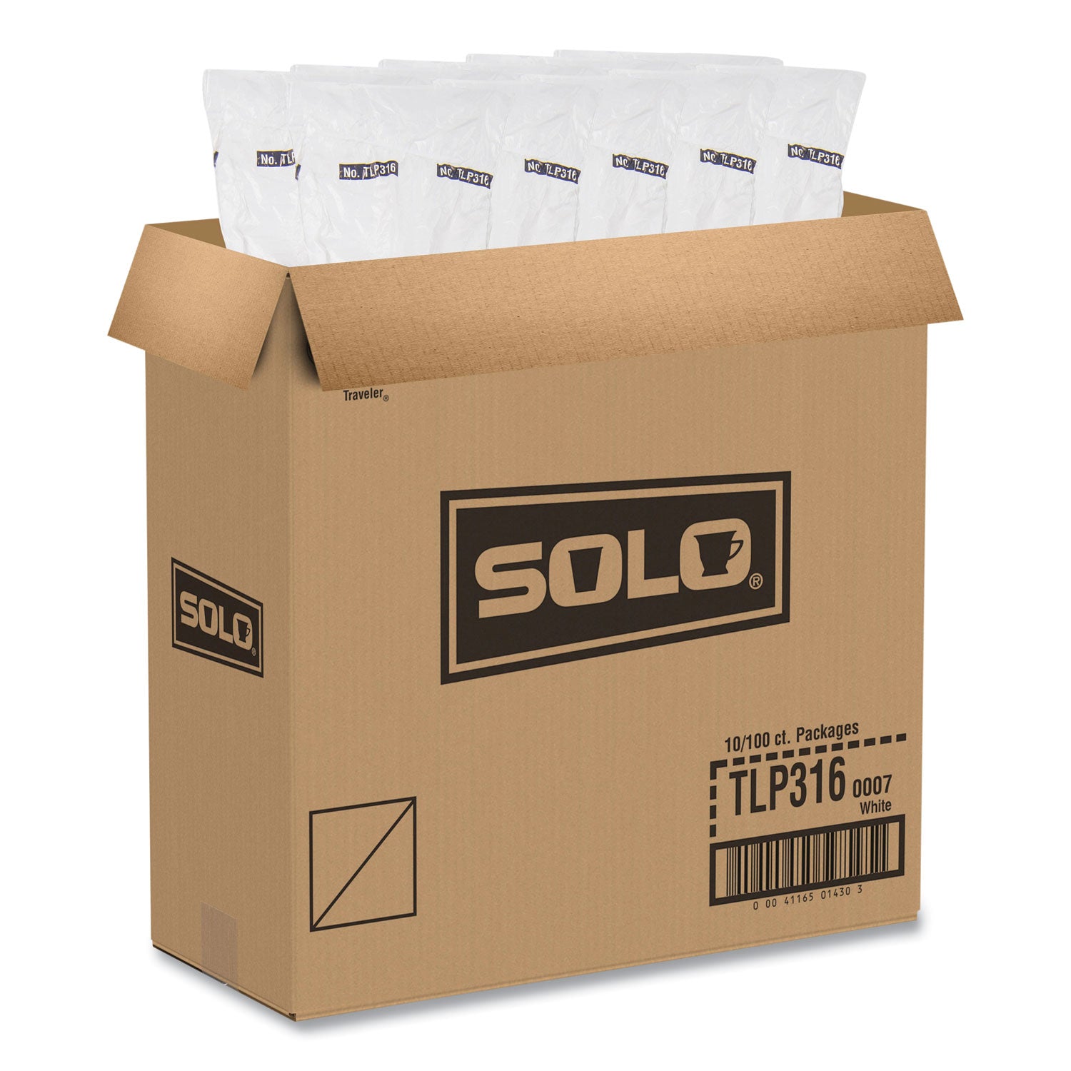 Traveler Cappuccino Style Dome Lid, Polystyrene, Fits 10 oz to 24 oz Hot Cups, White, 100/Pack, 10 Packs/Carton