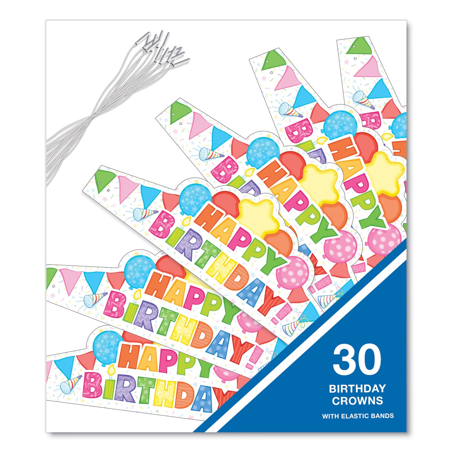Student Crown, Birthday, 14.5 x 5.13, Assorted Colors, 30/Pack
