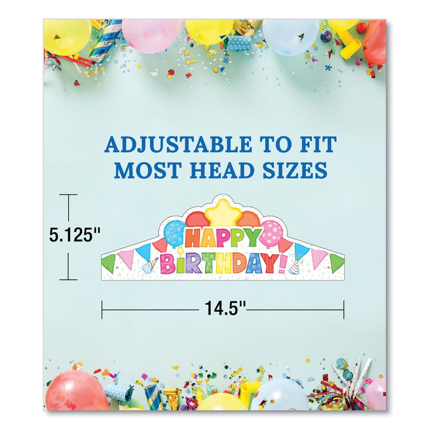 Student Crown, Birthday, 14.5 x 5.13, Assorted Colors, 30/Pack