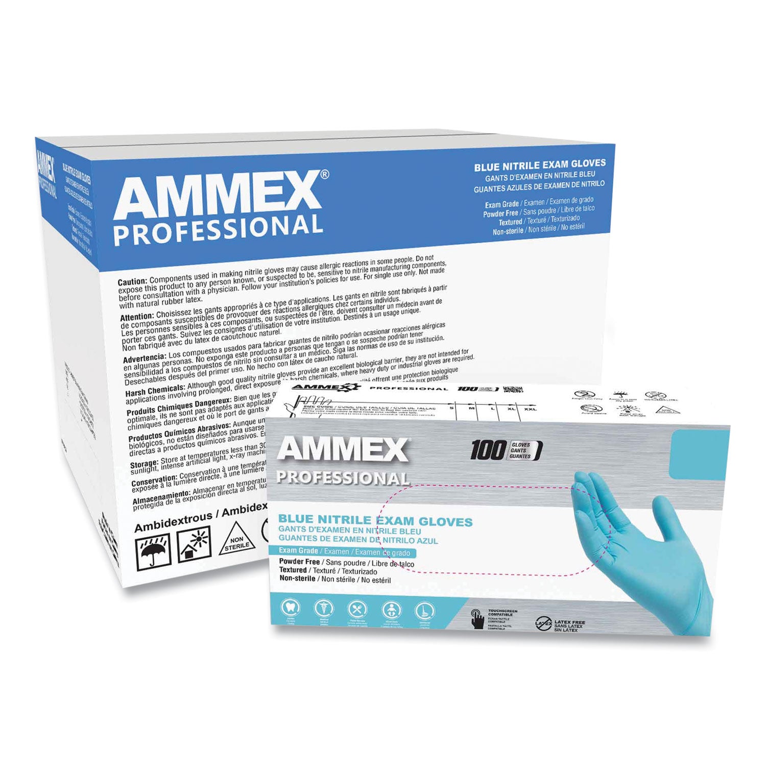 Nitrile Exam Gloves, Powder-Free, 3 mil, Small, Light Blue, 100/Box, 10 Boxes/Carton