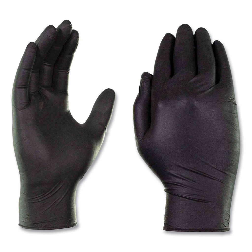 Nitrile Exam Gloves, Powder-Free, 3 mil, Large, Black, 100/Box, 10 Boxes/Carton