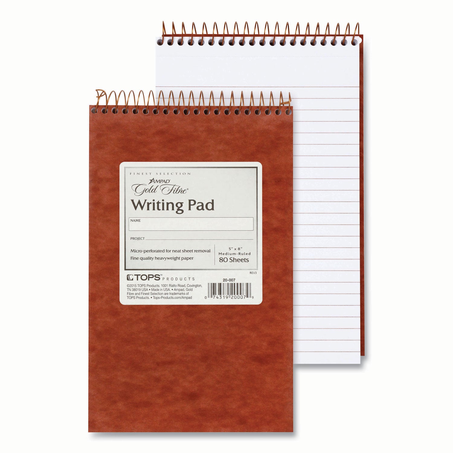 Gold Fibre Retro Wirebound Writing Pads, Medium/College Rule, Red Cover, 80 White 5 x 8 Sheets - 