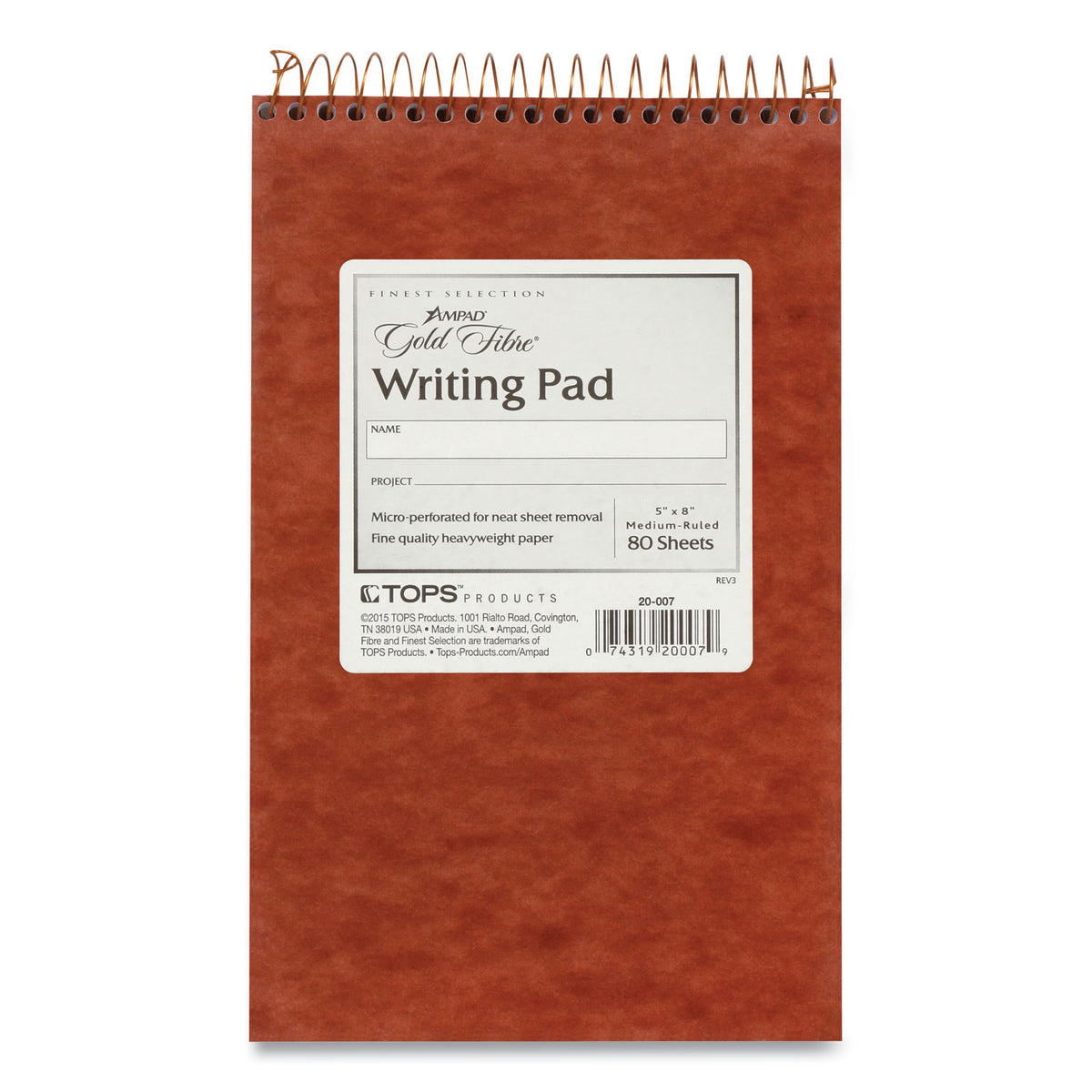 Gold Fibre Retro Wirebound Writing Pads, Medium/College Rule, Red Cover, 80 White 5 x 8 Sheets