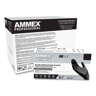 Nitrile Exam Gloves, Powder-Free, 3 mil, Small, Black, 100/Box, 10 Boxes/Carton