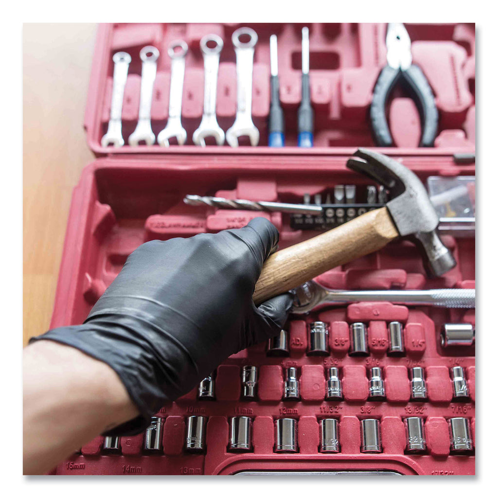 Industrial Nitrile Gloves, Powder-Free, 5 mil, Large, Black, 100 Gloves/Box, 10 Boxes/Carton