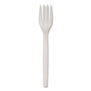 EcoSense Renewable Plant Starch Cutlery, Fork, 7", 50/Pack, 20 Packs/Carton