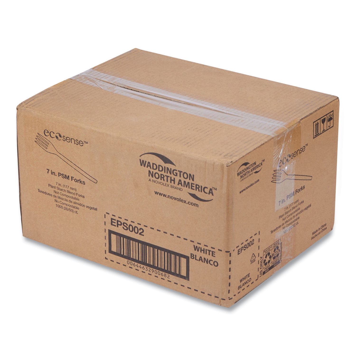 EcoSense Renewable Plant Starch Cutlery, Fork, 7", 50/Pack, 20 Packs/Carton