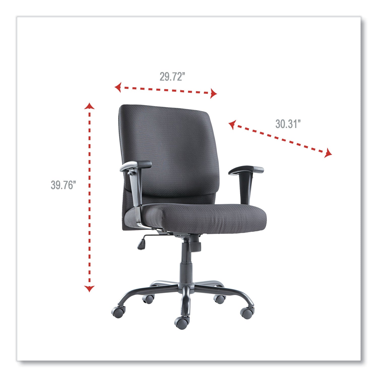 Big/Tall Swivel/Tilt Mid-Back Chair, Supports Up to 450 lb, 19.29" to 23.22" Seat Height, Black - 