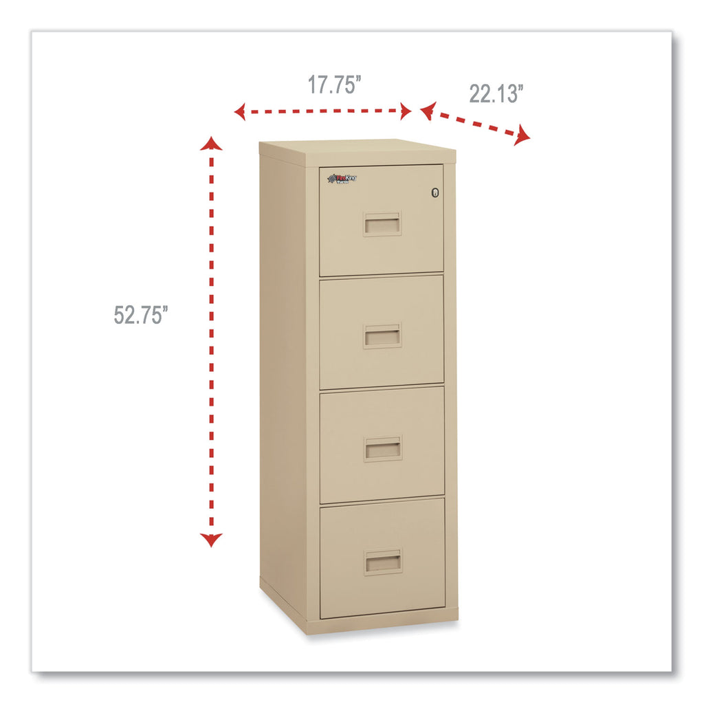 Compact Turtle Insulated Vertical File, 1-Hour Fire Protection, 4 Legal/Letter File Drawer, Parchment, 17.75 x 22.13 x 52.75 - 