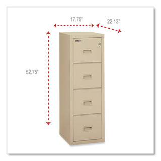 Compact Turtle Insulated Vertical File, 1-Hour Fire Protection, 4 Legal/Letter File Drawer, Parchment, 17.75 x 22.13 x 52.75 - 
