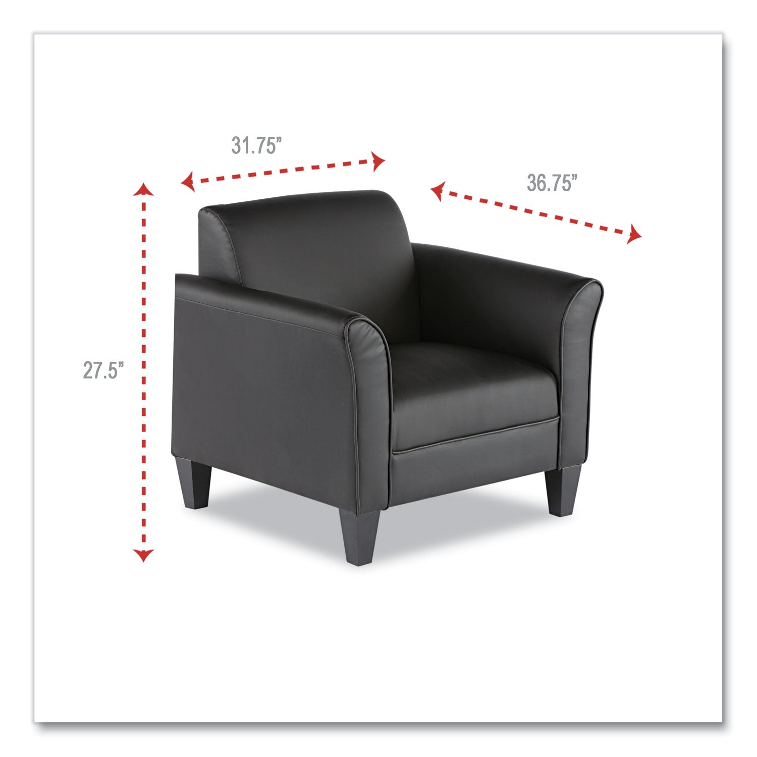 Alera Reception Lounge Sofa Series Club Chair, 35.43" x 30.7" x 32.28", Black Seat, Black Back, Black Base - 