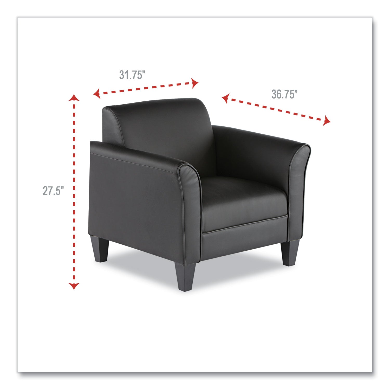 Alera Reception Lounge Sofa Series Club Chair, 35.43" x 30.7" x 32.28", Black Seat, Black Back, Black Base