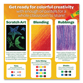 Crayola Classpack Oil Pastel - Blue, Brown, Green, Orange, Peach, Pink, Red, Violet, Yellow, Yellow Green, White, ... - 336 / Box