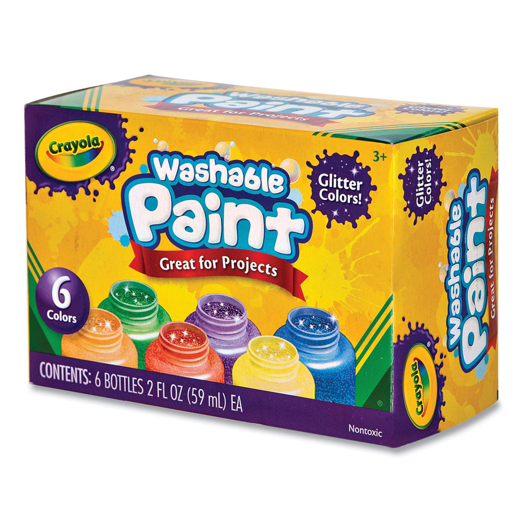 Washable Paint, 6 Assorted Classic Colors, 2 oz Bottle, 6/Pack