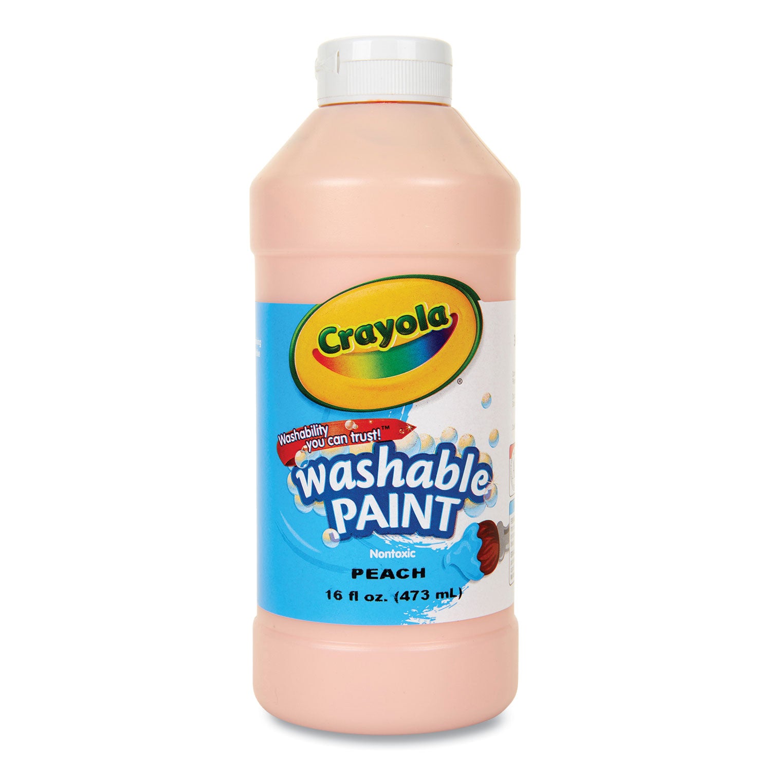 Washable Paint, Peach, 16 oz Bottle - 