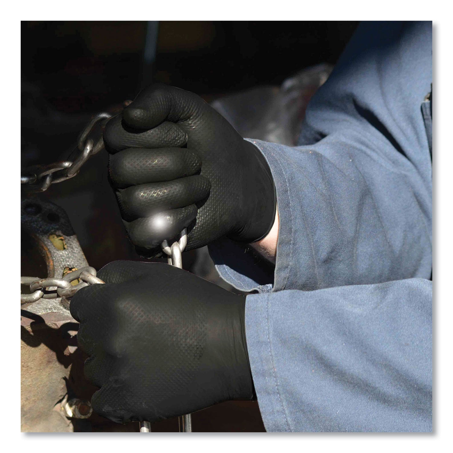Heavy-Duty Industrial Nitrile Gloves, Powder-Free, 6 mil, Large, Black, 100 Gloves/Box, 10 Boxes/Carton
