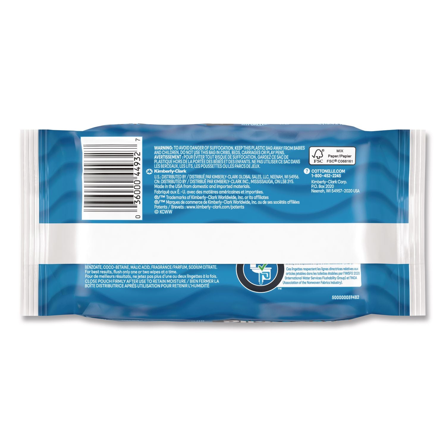 Fresh Care Flushable Cleansing Cloths, 1-Ply, 3.75 x 5.5, White, 42/Pack, 12 Packs/Carton