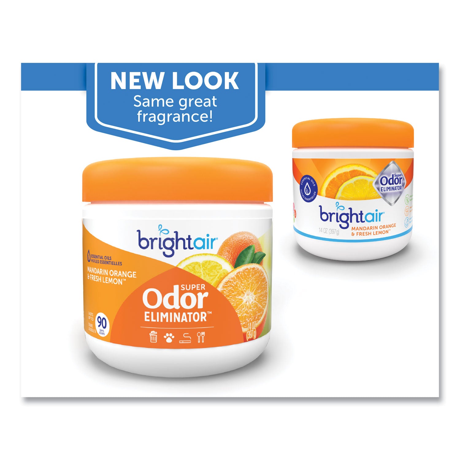 Super Odor Eliminator, Mandarin Orange and Fresh Lemon, 14 oz Jar, 6/Carton