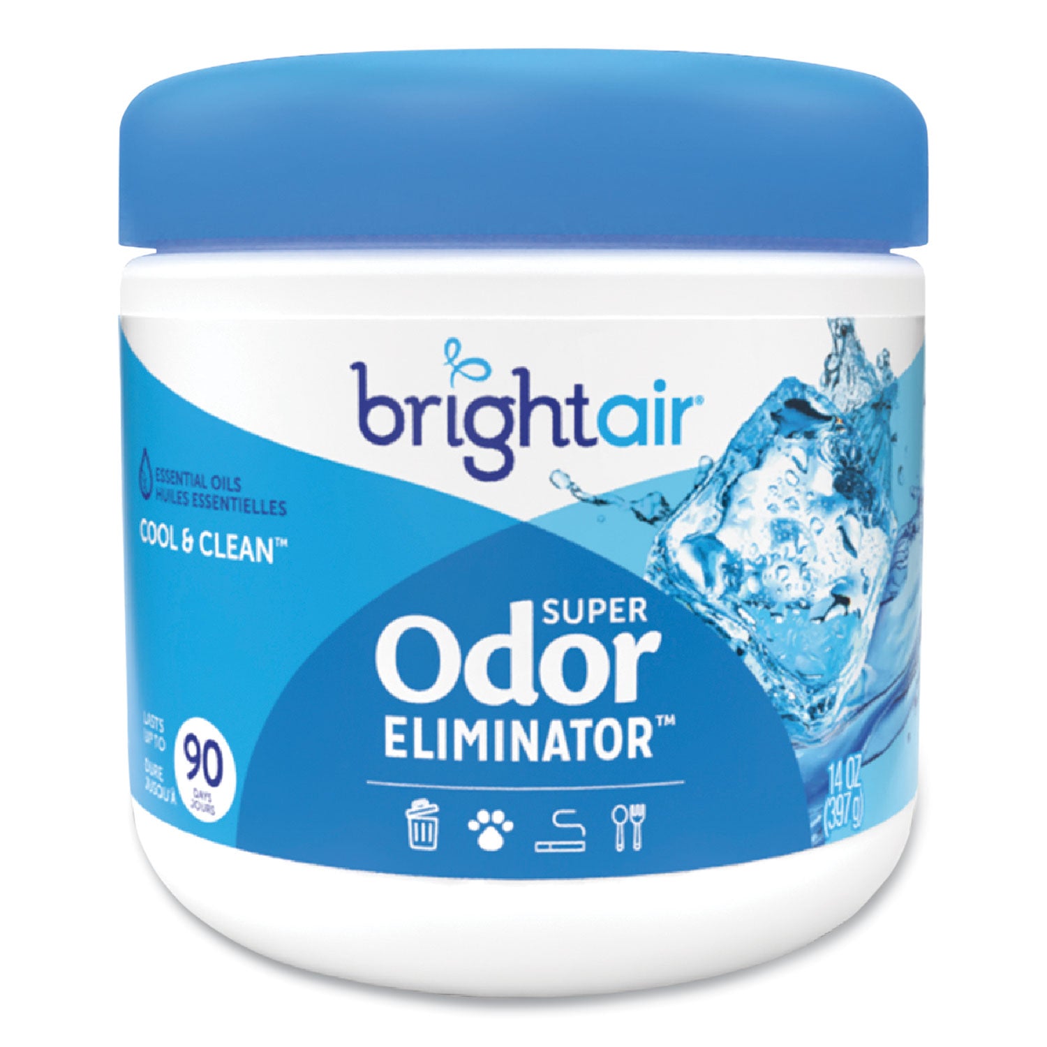 Super Odor Eliminator, Cool and Clean, Blue, 14 oz Jar, 6/Carton - 