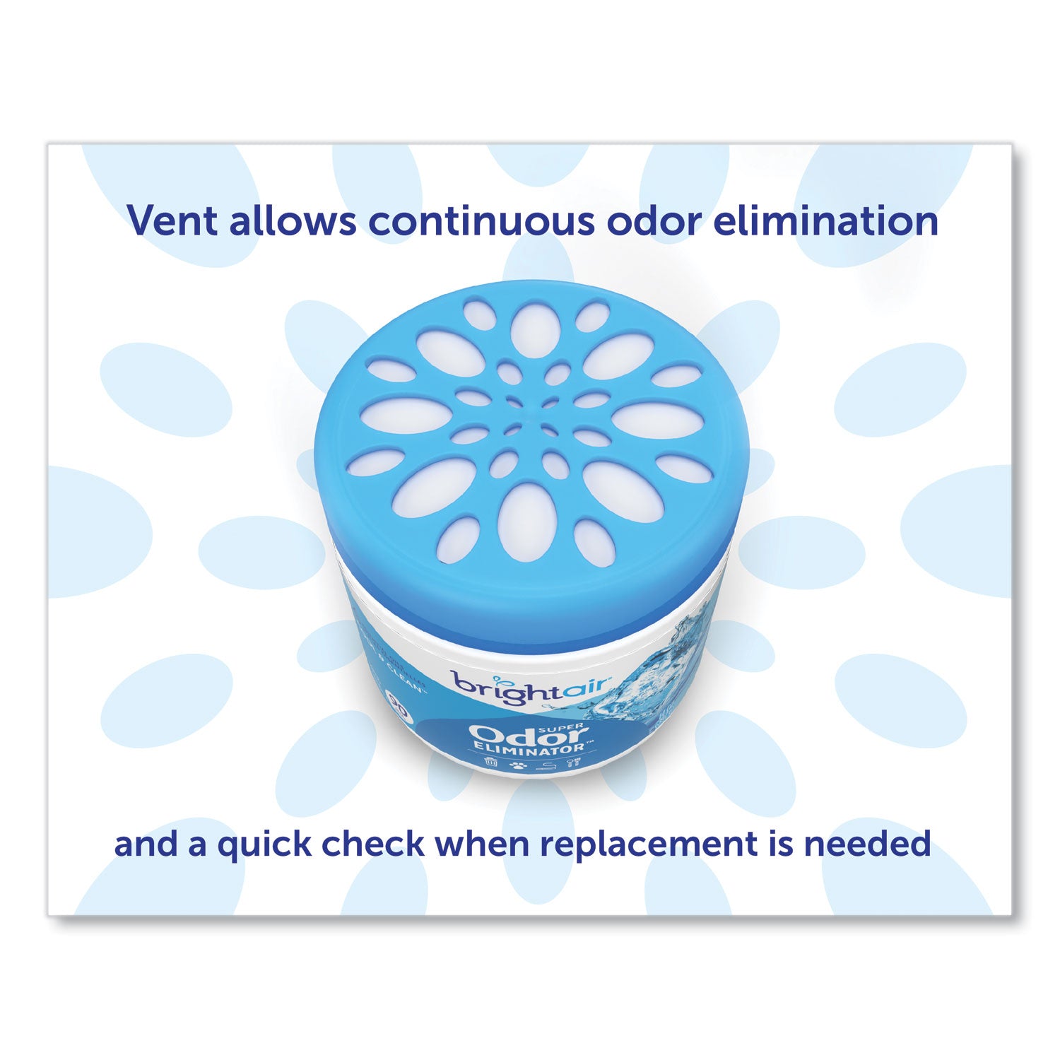 Super Odor Eliminator, Cool and Clean, Blue, 14 oz Jar, 6/Carton - 