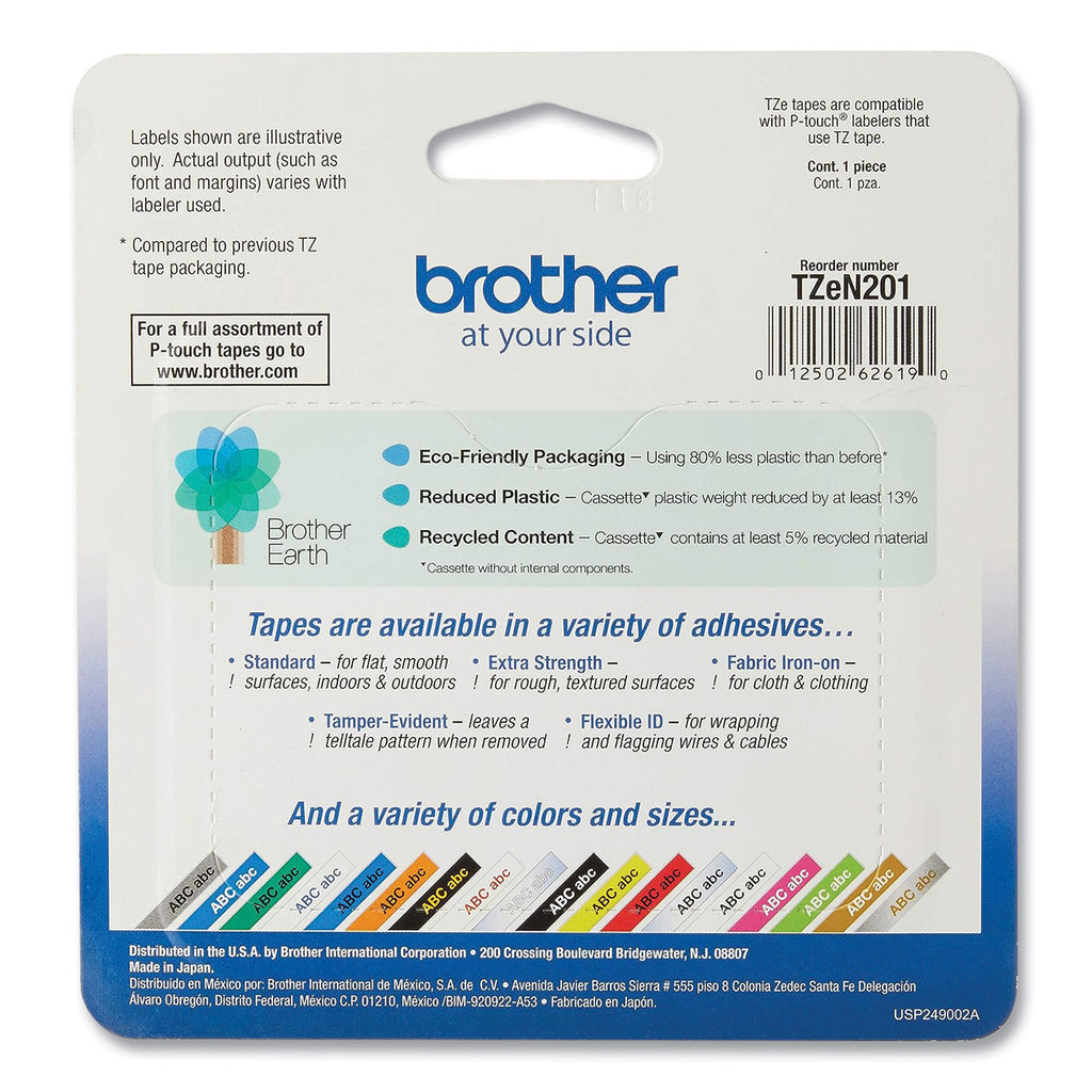 TZ Super-Narrow Non-Laminated Tape for P-Touch Labeler, 0.13" x 26.2 ft, Black on White
