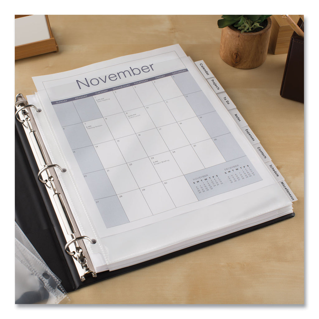 Insertable Big Tab Dividers, 8-Tab, 11.13 x 9.25, White, Clear Tabs, 1 Set