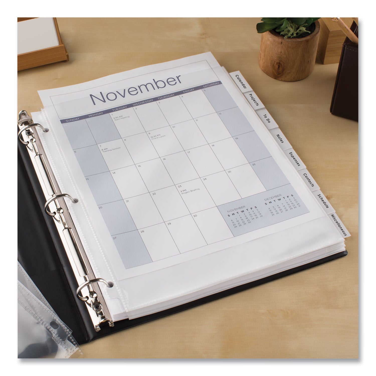 Insertable Big Tab Dividers, 8-Tab, 11.13 x 9.25, White, Clear Tabs, 1 Set