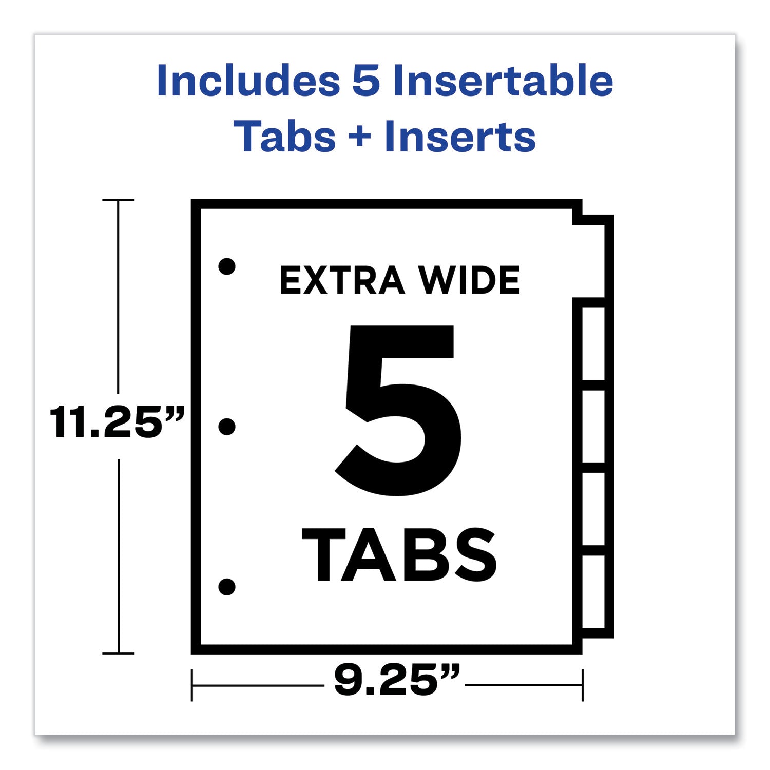 Insertable Big Tab Plastic Three-Pocket Corner Lock Dividers, 5-Tab, 11.13 x 9.25, Assorted, 1 Set - 