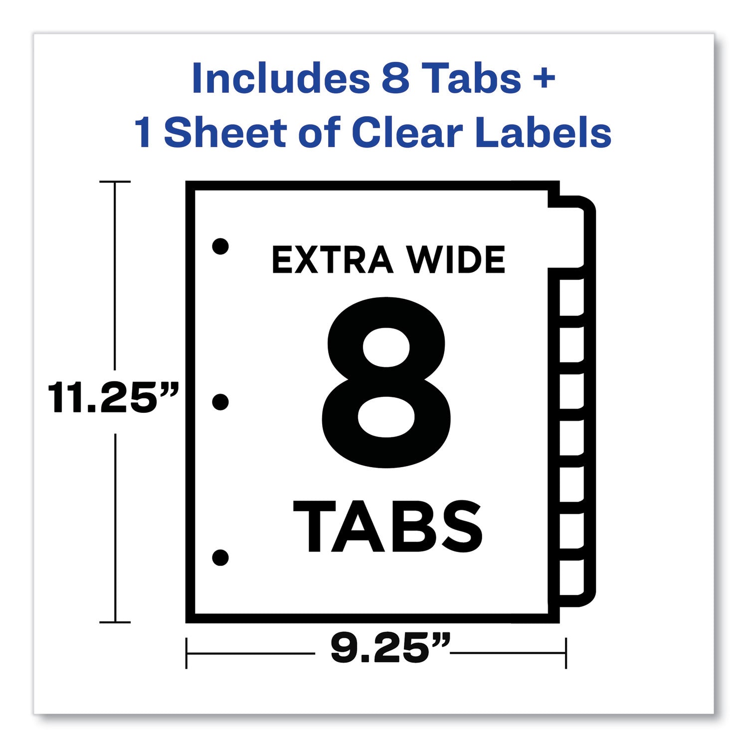 Print and Apply Index Maker Clear Label Dividers, Extra Wide Tab, 8-Tab, 11.25 x 9.25, White, 1 Set - 