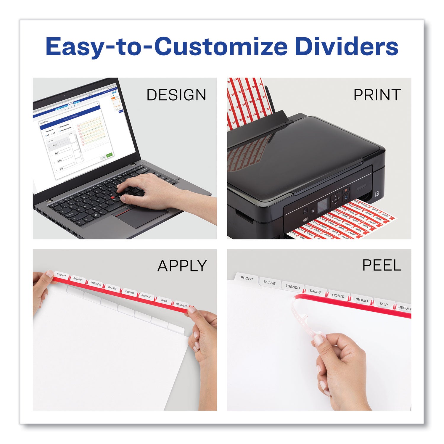 Print and Apply Index Maker Clear Label Dividers, Extra Wide Tab, 8-Tab, 11.25 x 9.25, White, 1 Set - 