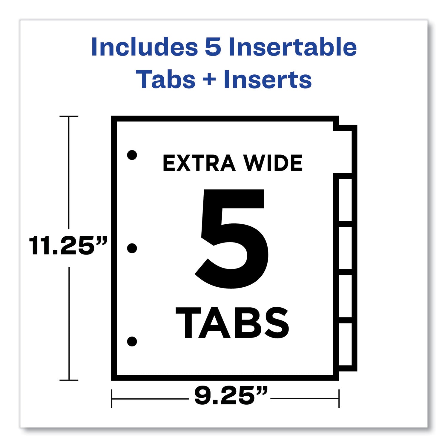 Insertable Big Tab Plastic 1-Pocket Dividers, 5-Tab, 11.13 x 9.25, Assorted, 1 Set - 