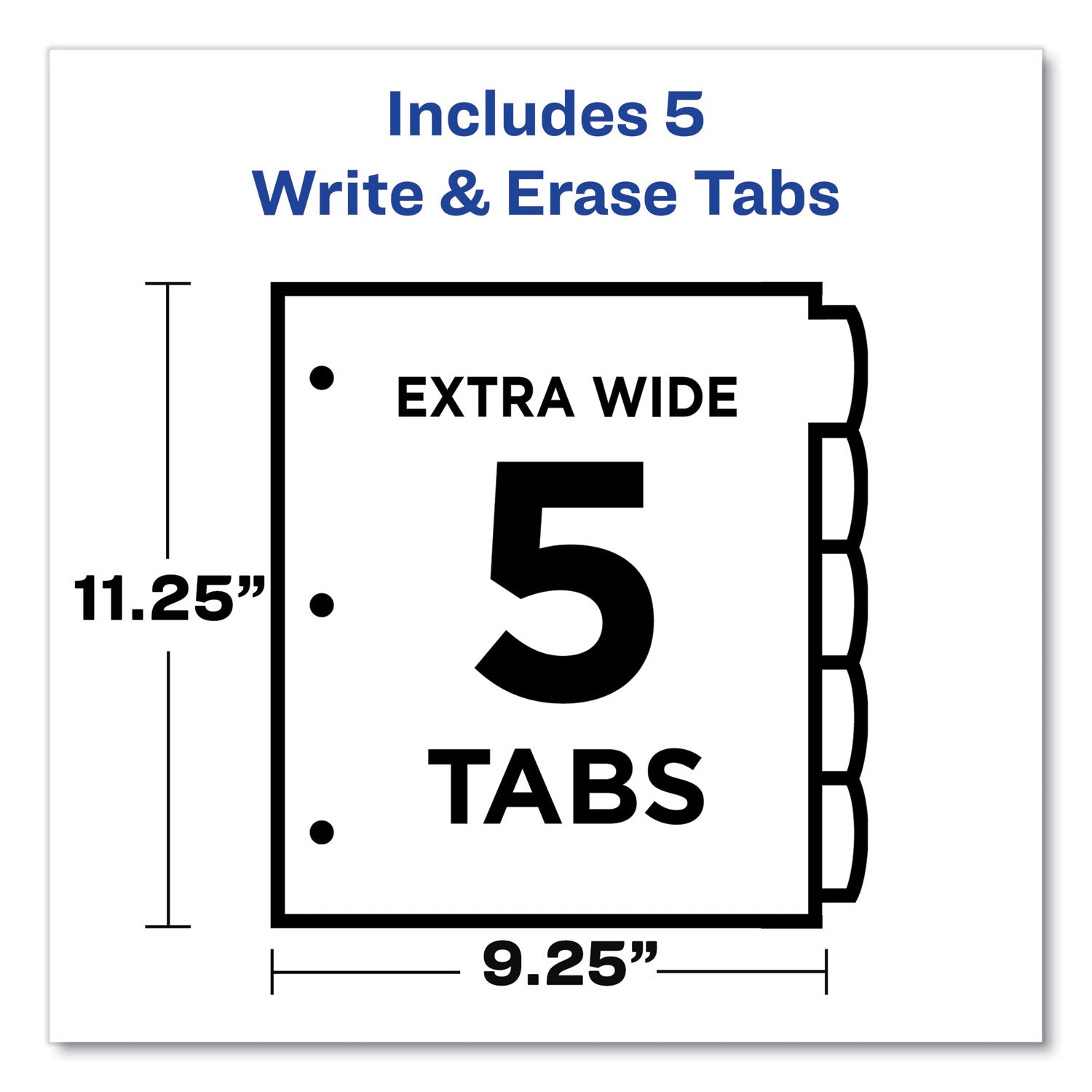 Write and Erase Durable Plastic Dividers with Slash Pocket, 3-Hold Punched, 5-Tab, 11.13 x 9.25, Assorted, 1 Set - 