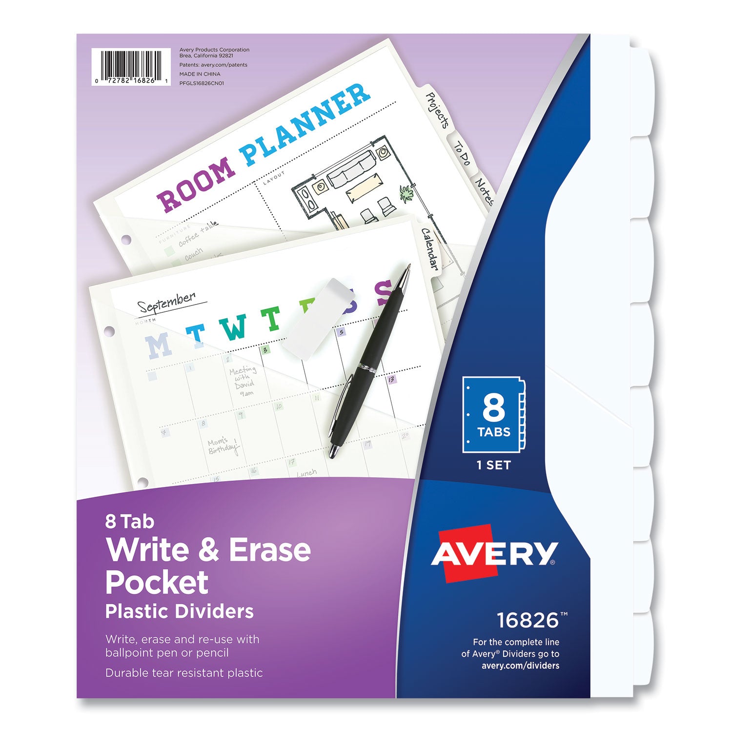write-and-erase-durable-plastic-dividers-with-straight-pocket-8-tab-1113-x-925-white-1-set_ave16826 - 1
