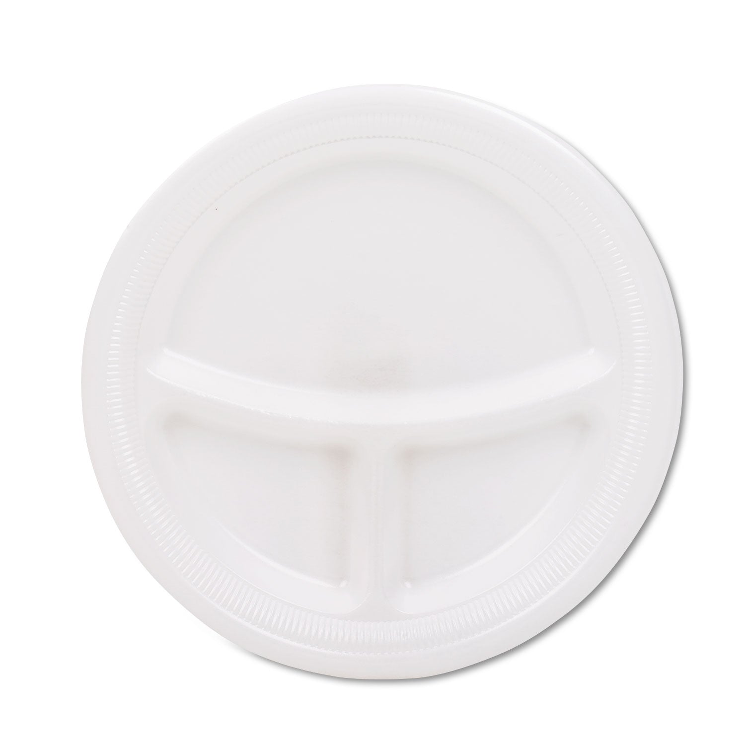 Mediumweight Foam Plates, 3-Compartment, 9" dia, White, 125/Pack - 