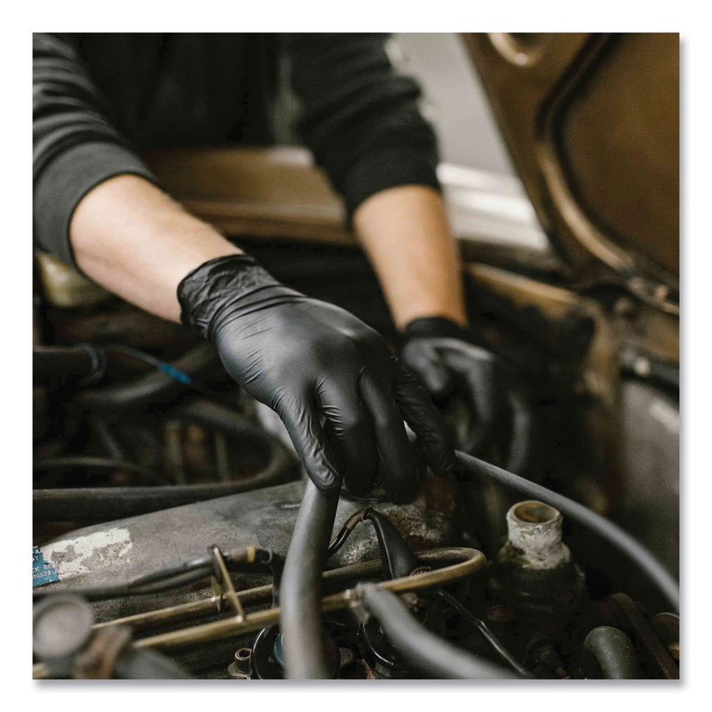 Industrial Nitrile Gloves, Powder-Free, 5 mil, Small, Black 100 Gloves/Box, 10 Boxes/Carton