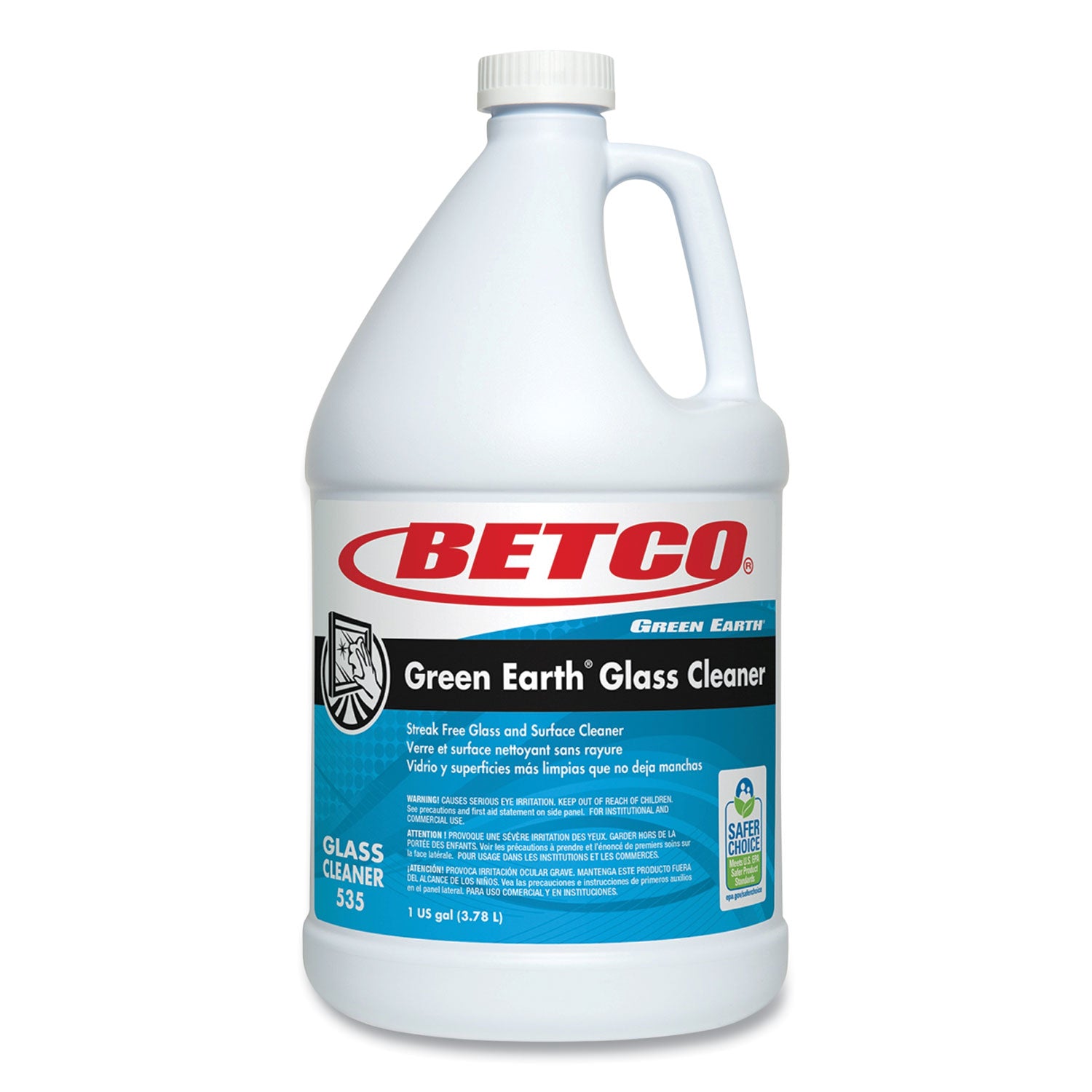 Betco Green Earth Glass Cleaner - Concentrate - 128 fl oz (4 quart) - 4 / Carton - Bio-based, Non-scratching, Non-streaking, Fog-free, Pleasant Scent, Residue-free - Blue - 1