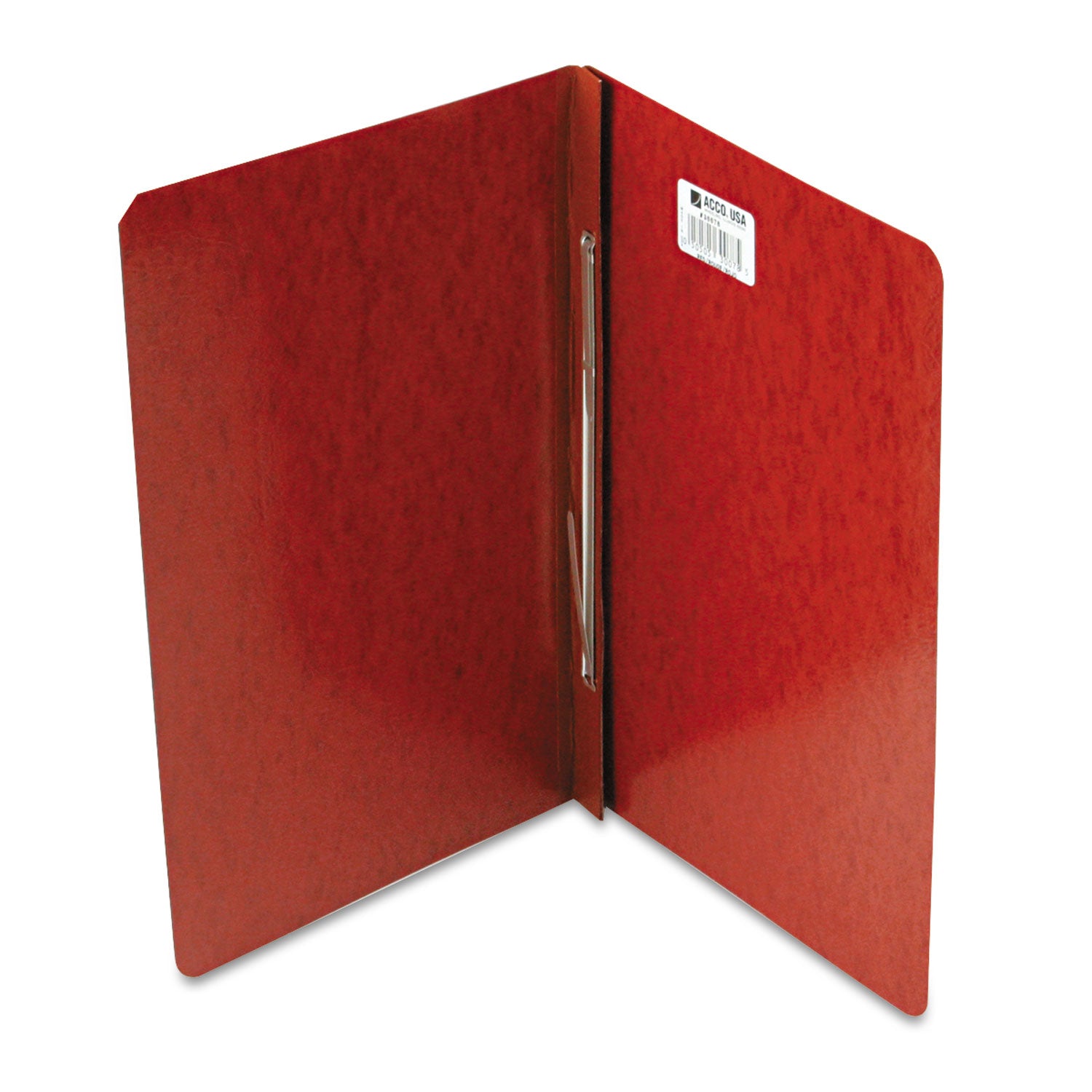 PRESSTEX Report Cover with Tyvek Reinforced Hinge, Side Bound, Two-Piece Prong Fastener, 3" Capacity, 14 x 8.5, Red/Red - 