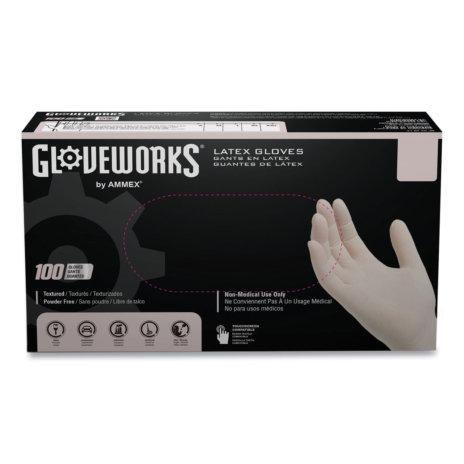 Latex Disposable Gloves, Powder-Free, 4 mil, Medium, Ivory, 100 Gloves/Box, 10 Boxes/Carton