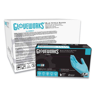 Industrial Nitrile Gloves, Powder-Free, 5 mil, Blue, Large, 100 Gloves/Box, 10 Boxes/Carton