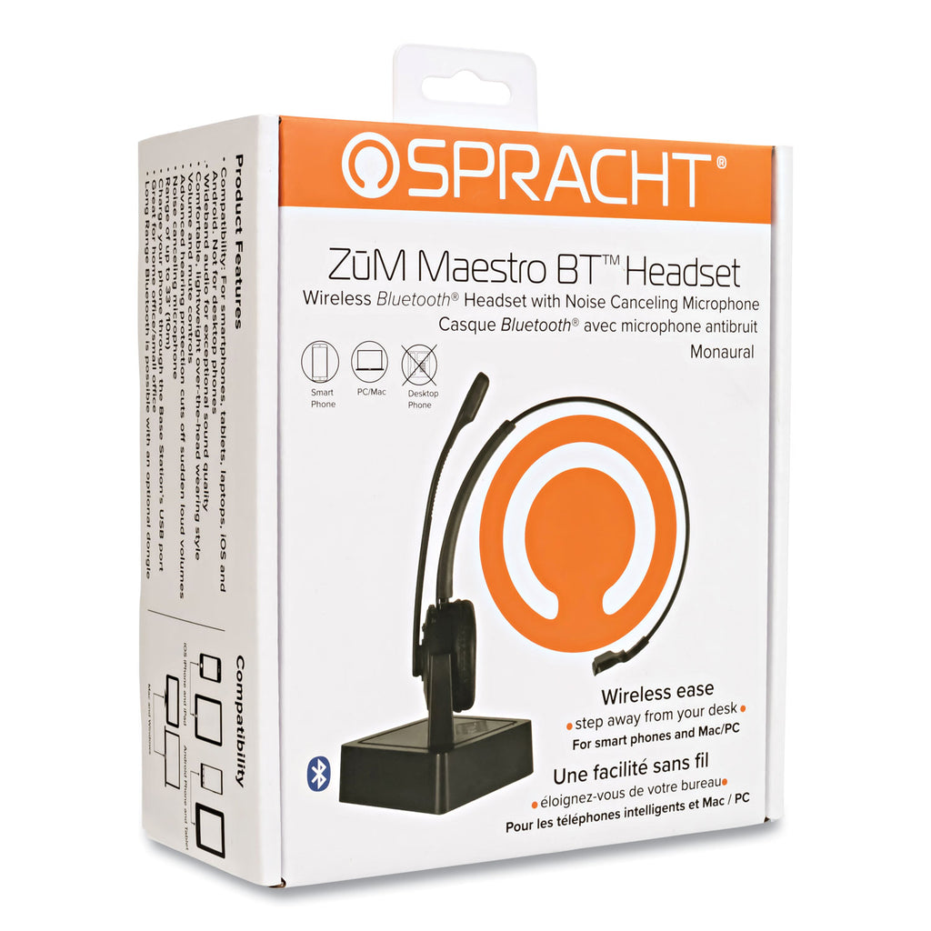ZuM Maestro Bluetooth Monaural Over The Head Headset, Black