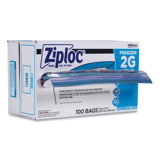 Double Zipper Freezer Bags, 2 gal, 2.7 mil, 13" x 15.5", Clear, 100/Carton