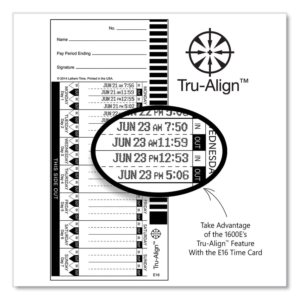 1600E Tru-Align Time Clock and Stamp, Digital Display, Dark Gray - 