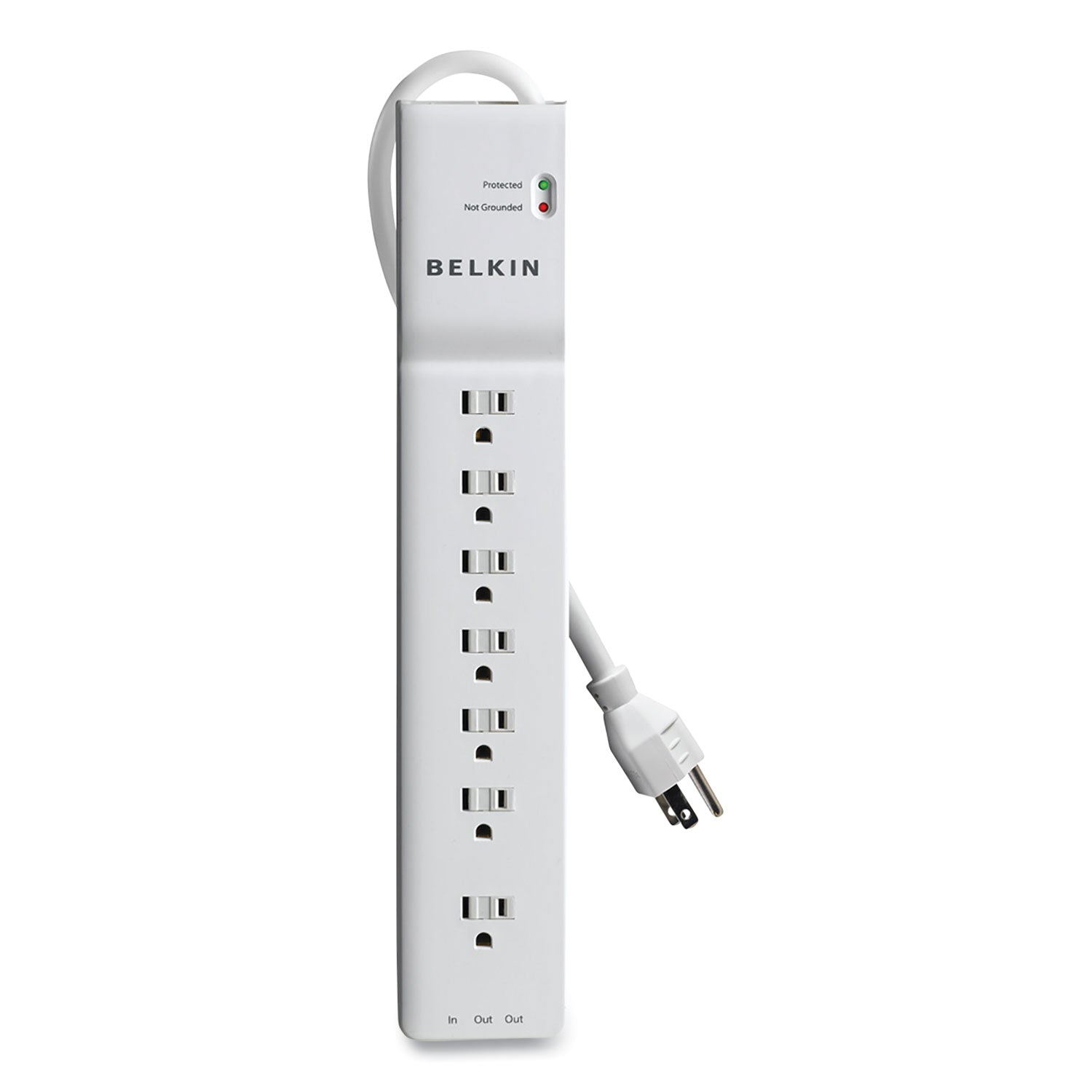 Home/Office Surge Protector, 7 AC Outlets, 6 ft Cord, 2,320 J, White - 