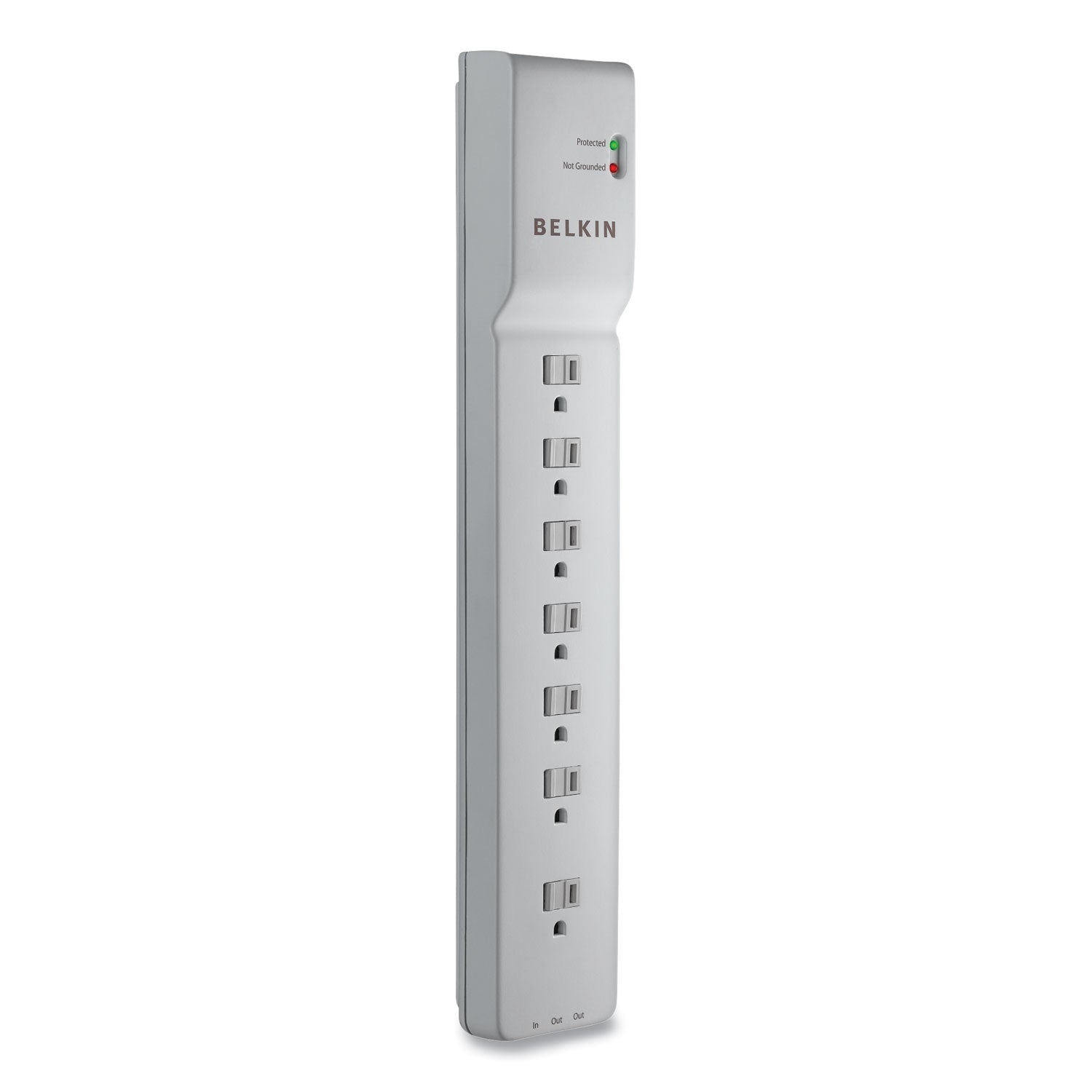 Home/Office Surge Protector, 7 AC Outlets, 12 ft Cord, 2,160 J, White - 