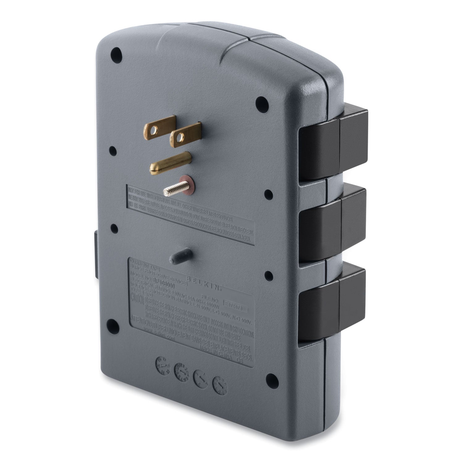 Pivot Plug Surge Protector, 6 AC Outlets, 1,080 J, Gray - 