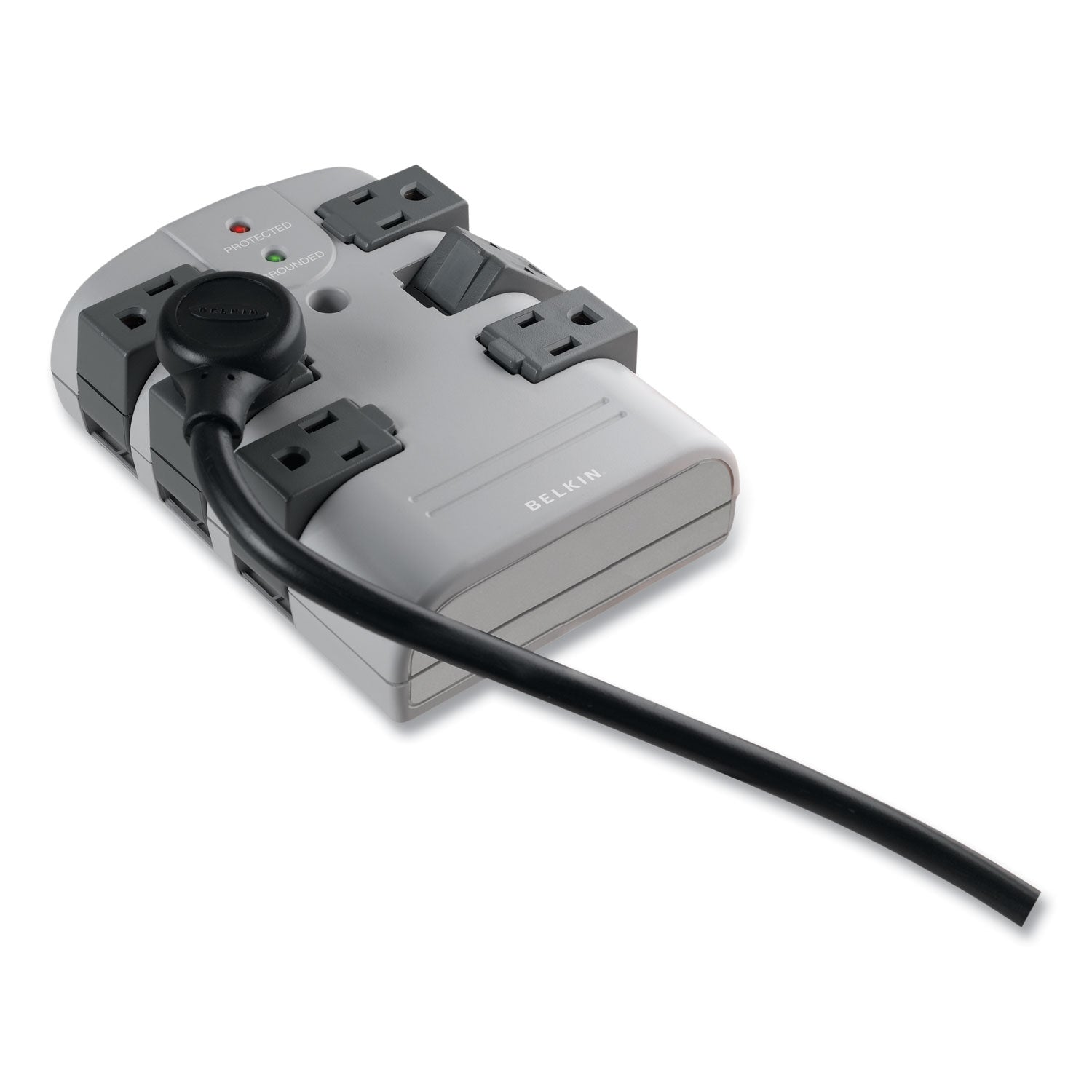 Pivot Plug Surge Protector, 6 AC Outlets, 1,080 J, Gray - 