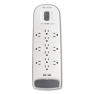 Home/Office Surge Protector, 12 AC Outlets, 6 ft Cord, 3,996 J, White/Black - 